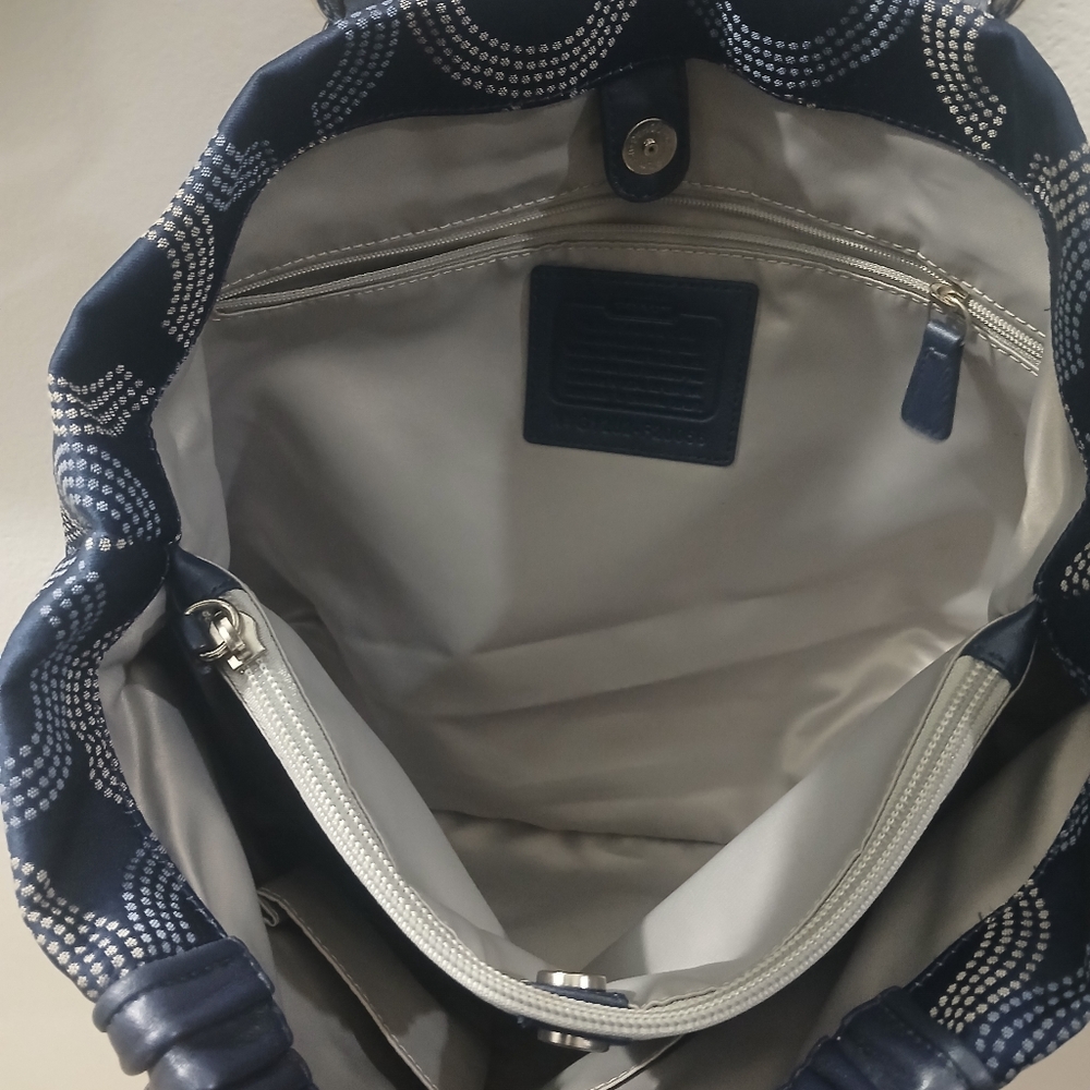 Coach Dark Blue Patterned Shoulder Bag - Picture 3 of 7